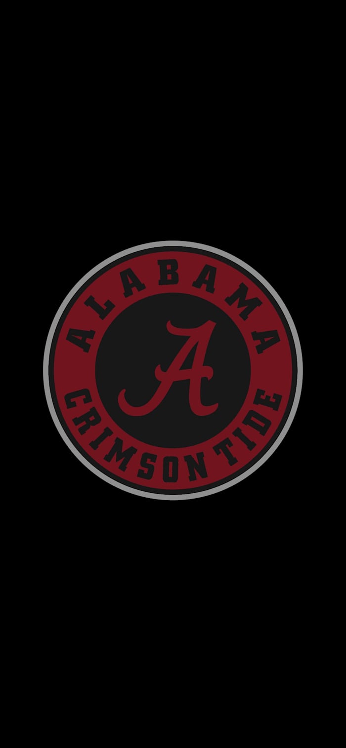 Alabama Crimson Tide logo on black, vertical
